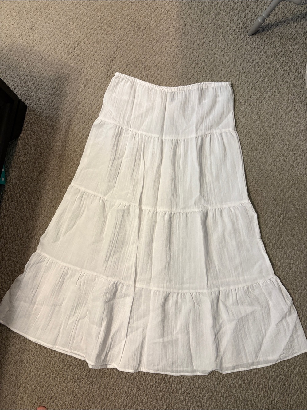 Divided White Tiered A-Line Maxi Skirt